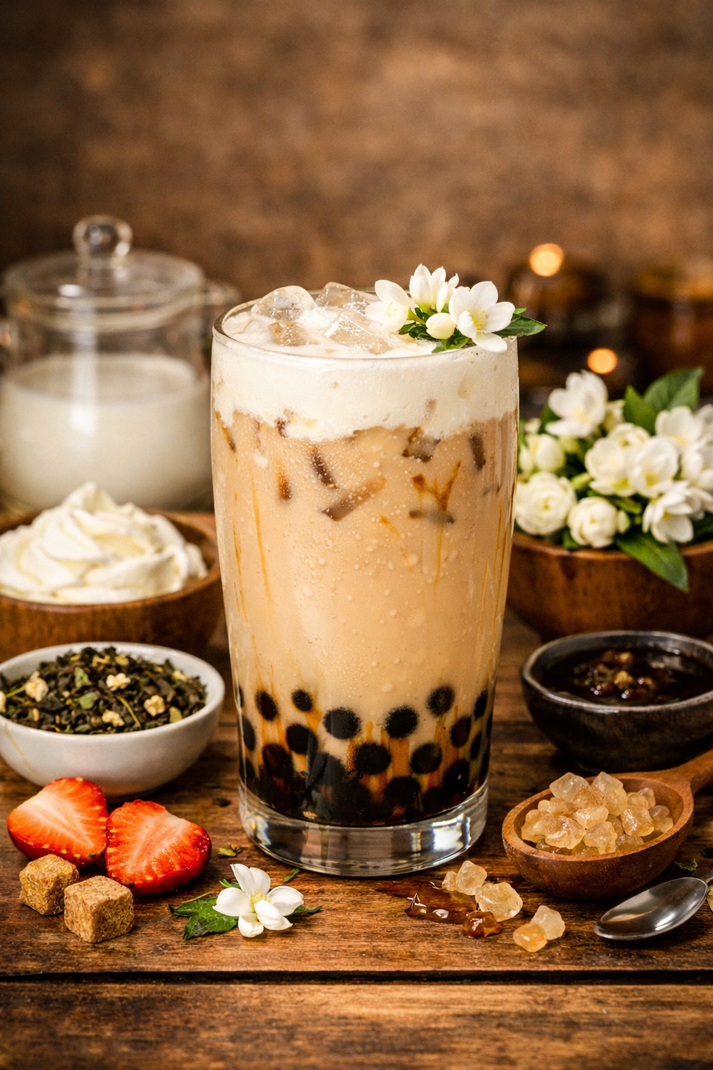 Trà sữa hoa nhài pha