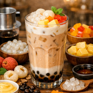 Trà sữa mix topping