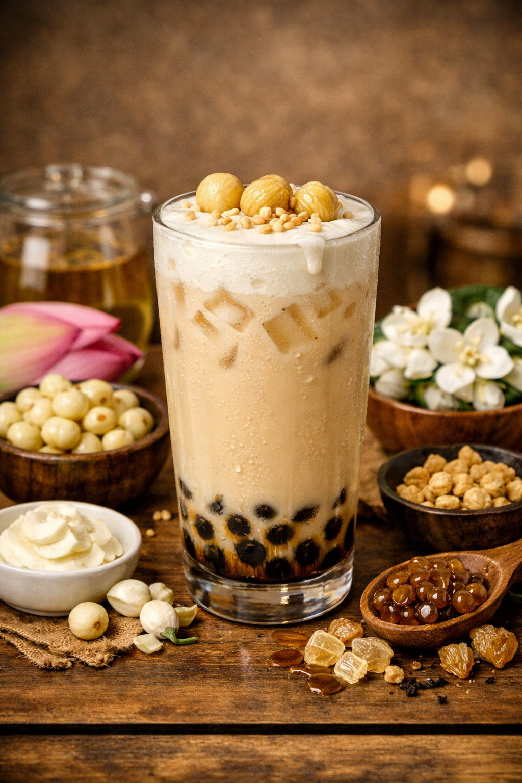 Trà sữa sen vàng pha
